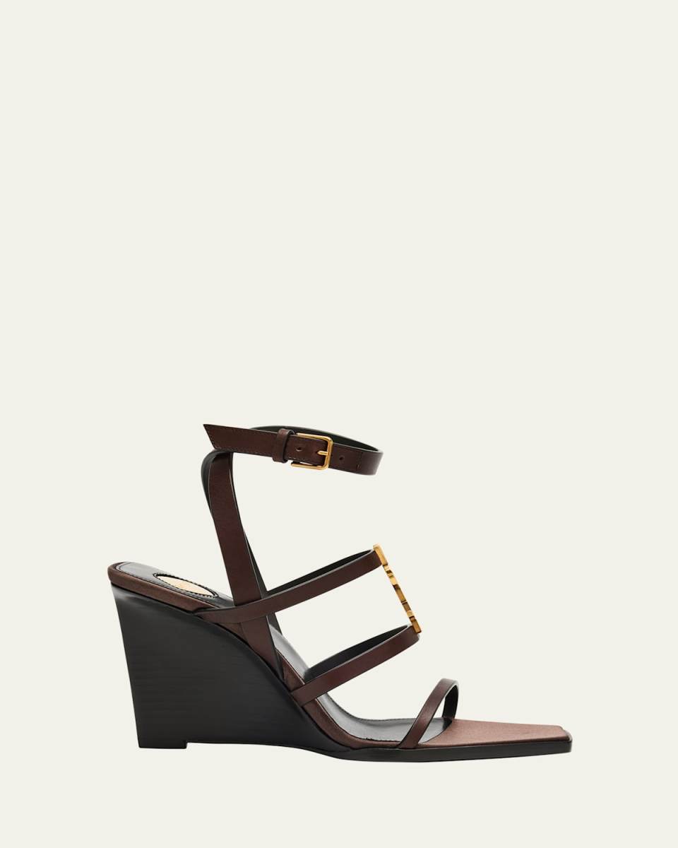 Cassandra Leather YSL Wedge Sandals